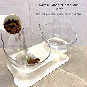 Plastična uzdignuta dvostruka posuda za mačke i pse, nagib 15°, zaštita vratne kralježnice