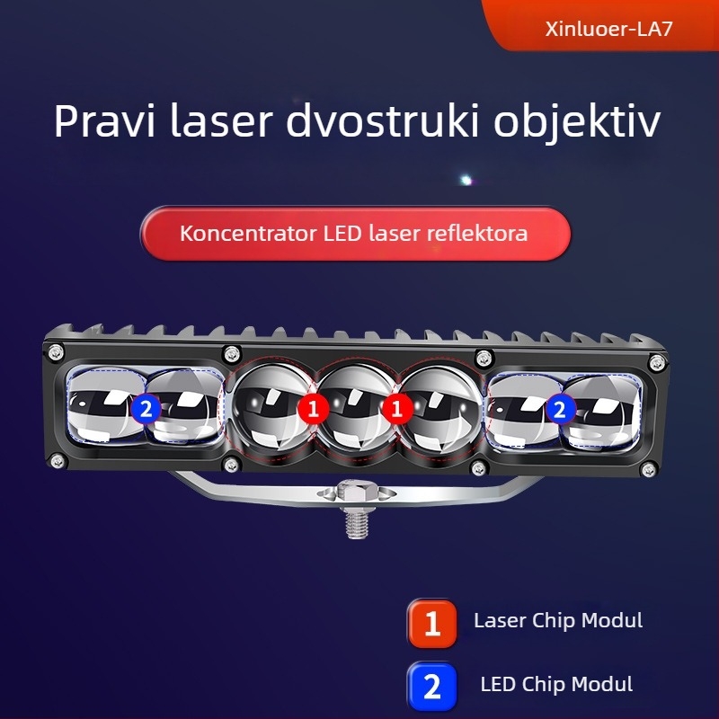 Auto LED laserski reflektor – 100W LED, 12-60V, Model LA7, Aluminijska legura, Pogodno za većinu automobila i kamiona