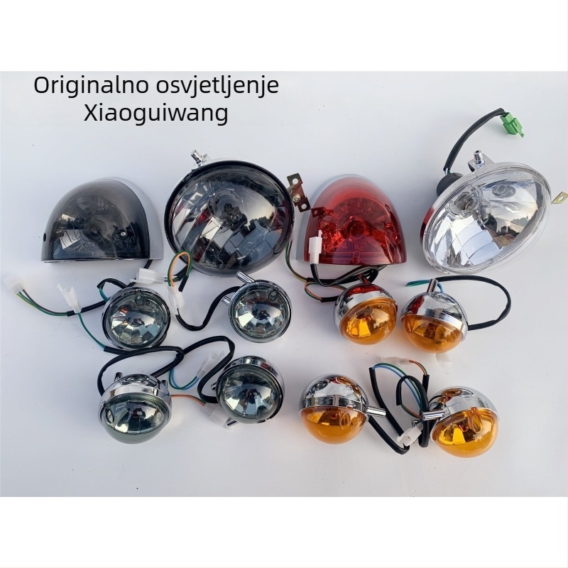 Set svjetala za električni bicikl Turtle King: prednja svjetiljka, prednje i stražnje signalizacije, kućište stražnje svjetiljke sa prozirno zatamnjenim izgledom – OEM, kompatibilan s drugim modelima