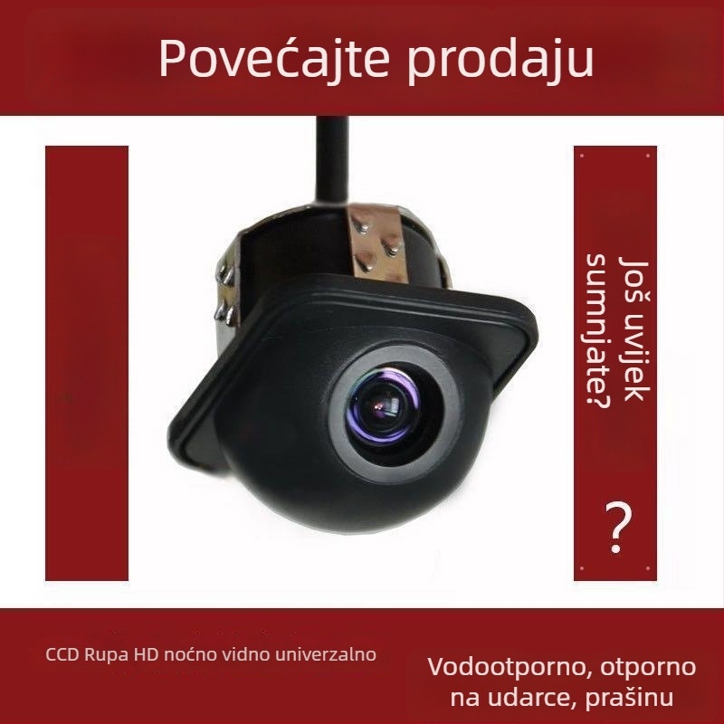 Universalna auto stražnja kamera, montirana na sunčani vizir, noćni pogled, HD, vodootporna, CCD/AHD