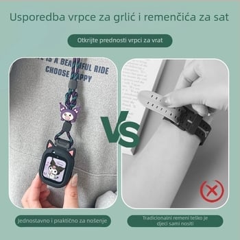 Zaštitni kućište za Huawei dječji sat 4 Pro/5 s kaišem za vrat s mačjim ušima, najlonska pletena traka, zatvarač s jednom petljom, prilagođena veličina sučelja