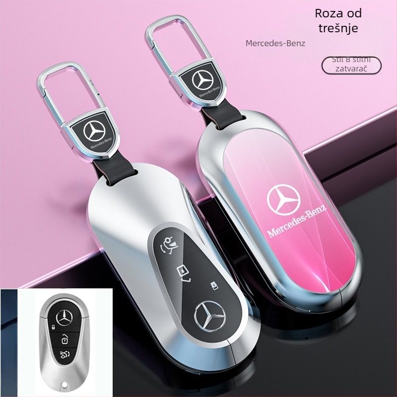 Kućište ključeva za modele Mercedes-Benz: S‑klasa Maybach, C‑klasa (C200L), E260L, E300L, GLB, GLC260L; cinkova legura; jednostavan stil