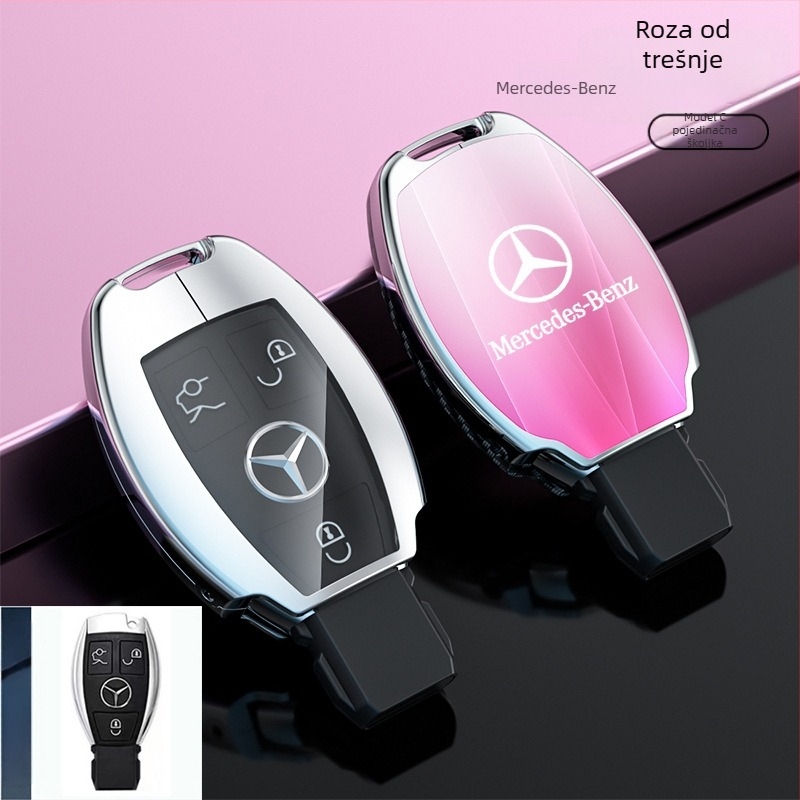 Kućište ključeva za modele Mercedes-Benz: S‑klasa Maybach, C‑klasa (C200L), E260L, E300L, GLB, GLC260L; cinkova legura; jednostavan stil