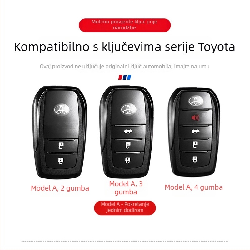 Etui za ključeve Toyota za modele Camry, Corolla, Levin, Avalon, Highlander, RAV4 i CH-R s metalnim kopčom