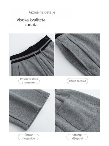 Ženske casual široke hlače s blokovima boja i visokim strukom, duge, s patchwork izvezom — pamuk-poliester smjesa (50–70% pamuka, 30–50% poliester)