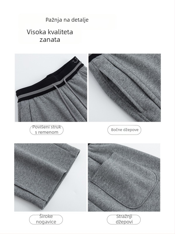 Ženske casual široke hlače s blokovima boja i visokim strukom, duge, s patchwork izvezom — pamuk-poliester smjesa (50–70% pamuka, 30–50% poliester)
