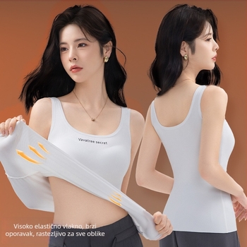 Ženski Ginger Essence Heattech termalni top s ugrađenim jastučićima za dojke, dvostrano prošiveni unutarnji sloj, može se nositi kao unutarnje ili vanjsko odijevanje, težina 181–200 g/m2