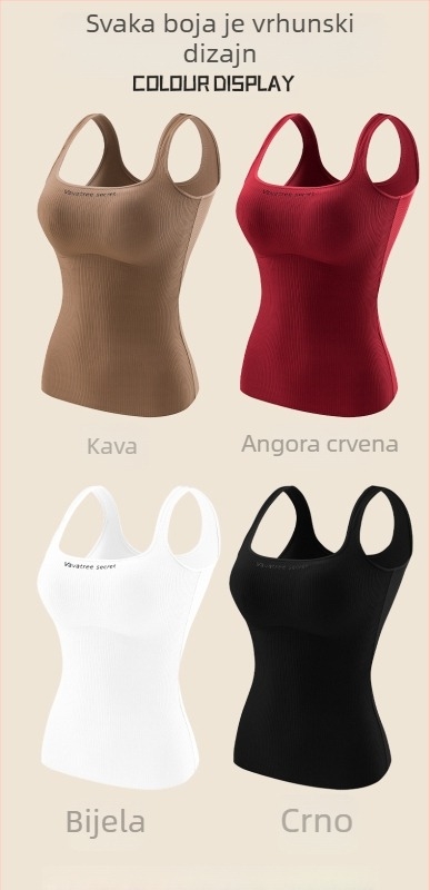 Ženski Ginger Essence Heattech termalni top s ugrađenim jastučićima za dojke, dvostrano prošiveni unutarnji sloj, može se nositi kao unutarnje ili vanjsko odijevanje, težina 181–200 g/m2