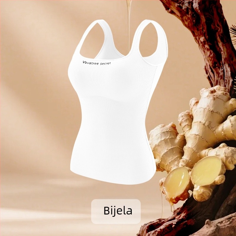 Ženski Ginger Essence Heattech termalni top s ugrađenim jastučićima za dojke, dvostrano prošiveni unutarnji sloj, može se nositi kao unutarnje ili vanjsko odijevanje, težina 181–200 g/m2