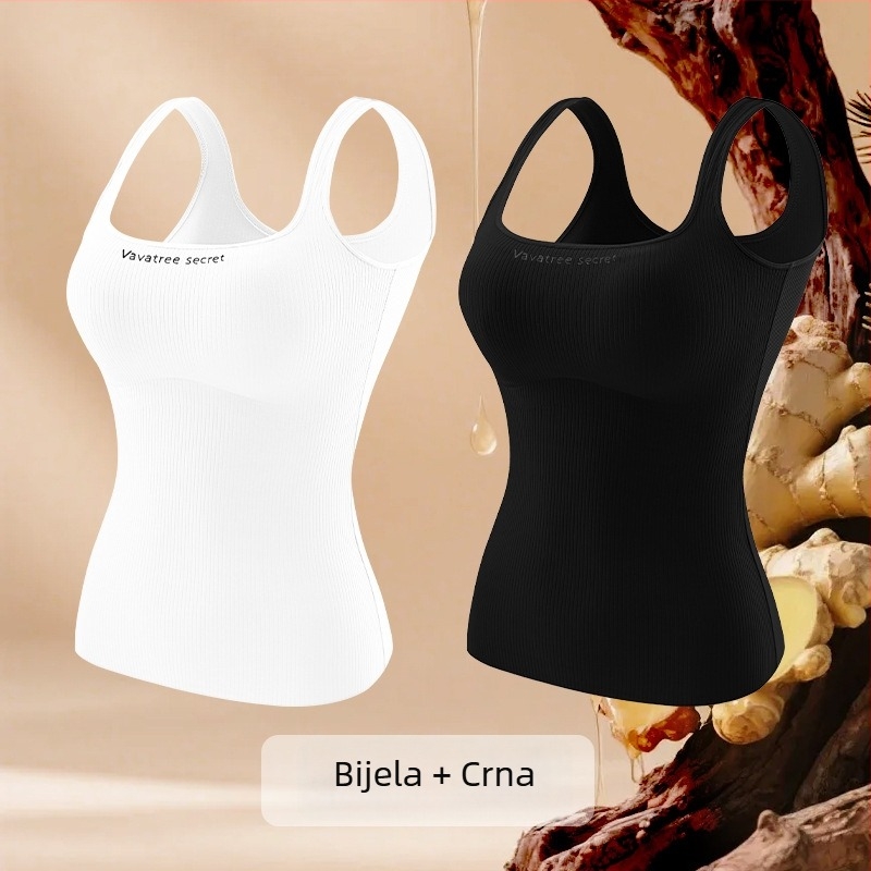 Ženski Ginger Essence Heattech termalni top s ugrađenim jastučićima za dojke, dvostrano prošiveni unutarnji sloj, može se nositi kao unutarnje ili vanjsko odijevanje, težina 181–200 g/m2