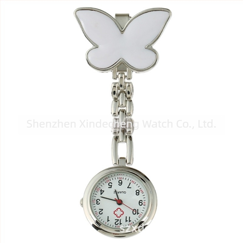 Unisex džepni sat s motivom leptira i medicinske sestre, kvarcni mehanizam Huachen SL39, brojčanik 25 mm, debljina 7 mm
