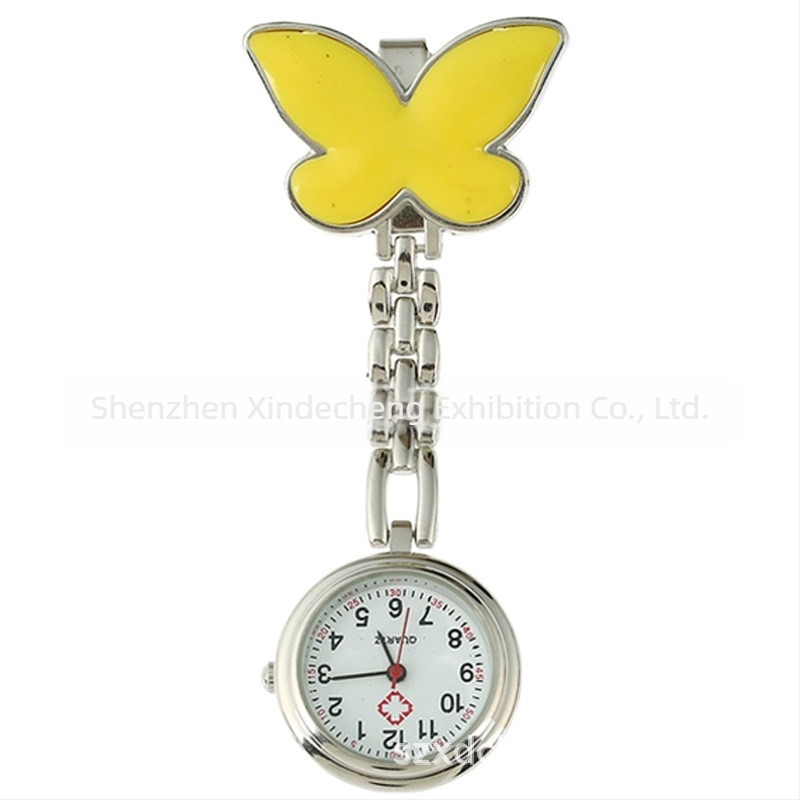 Unisex džepni sat s motivom leptira i medicinske sestre, kvarcni mehanizam Huachen SL39, brojčanik 25 mm, debljina 7 mm