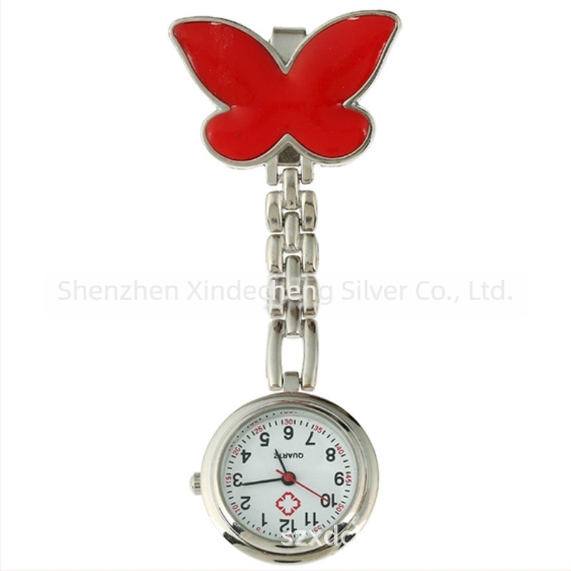 Unisex džepni sat s motivom leptira i medicinske sestre, kvarcni mehanizam Huachen SL39, brojčanik 25 mm, debljina 7 mm