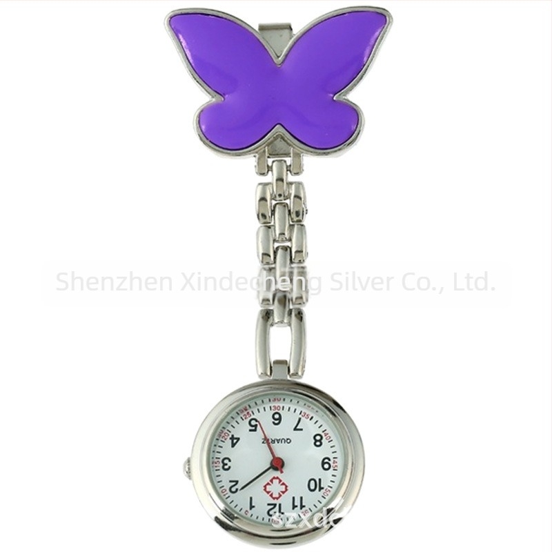 Unisex džepni sat s motivom leptira i medicinske sestre, kvarcni mehanizam Huachen SL39, brojčanik 25 mm, debljina 7 mm