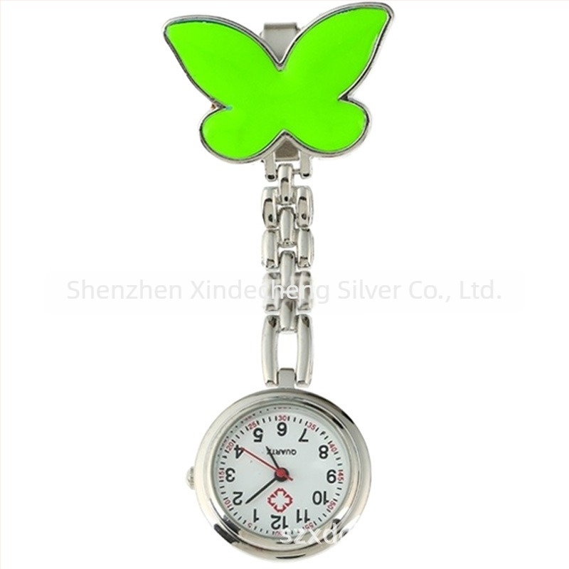 Unisex džepni sat s motivom leptira i medicinske sestre, kvarcni mehanizam Huachen SL39, brojčanik 25 mm, debljina 7 mm