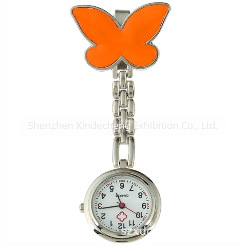 Unisex džepni sat s motivom leptira i medicinske sestre, kvarcni mehanizam Huachen SL39, brojčanik 25 mm, debljina 7 mm