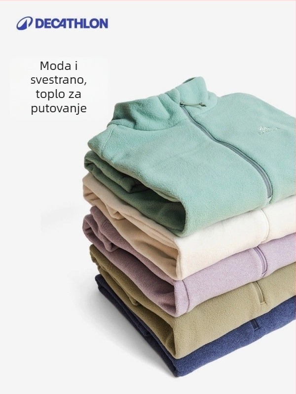 Decathlon fleece jakna s prugama, materijal: 100% pamuk, podstava: poliester, kapuljača odvojiva