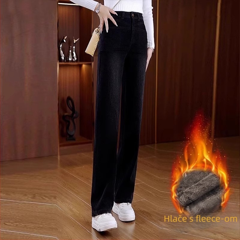 Ženske široke traperice – poliestersko-spandeks smjesa, mikroelastičnost, visok pas, široki kroj