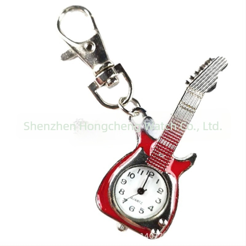 Džepni sat s gitarom motivom, unisex, kvarcni mehanizam Z618, kućište od legure, obična stakla