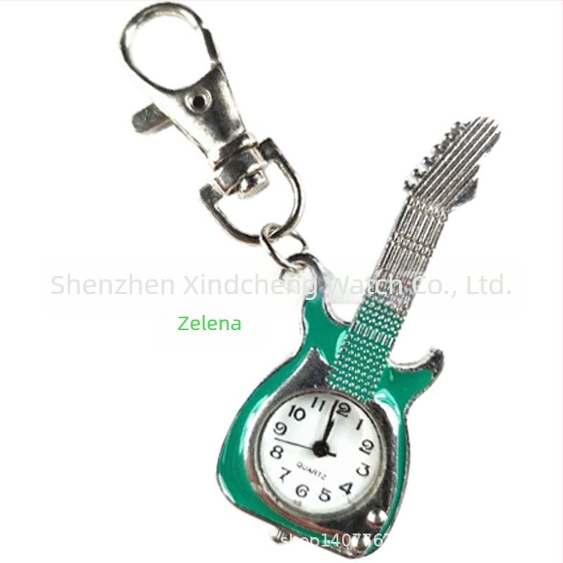 Džepni sat s gitarom motivom, unisex, kvarcni mehanizam Z618, kućište od legure, obična stakla