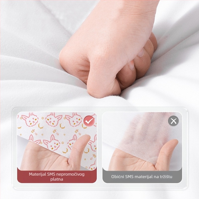 Putnički jednokratni set posteljine – četverodijelni set, SMS materijal, navlaka za pokrivač i jastučnica