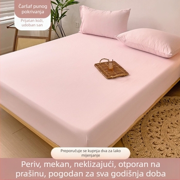 Jednobojni set posteljine za jednokrevetnu sobu, s plahte sa gumicom i navlakom za jastuk, 3 dijela