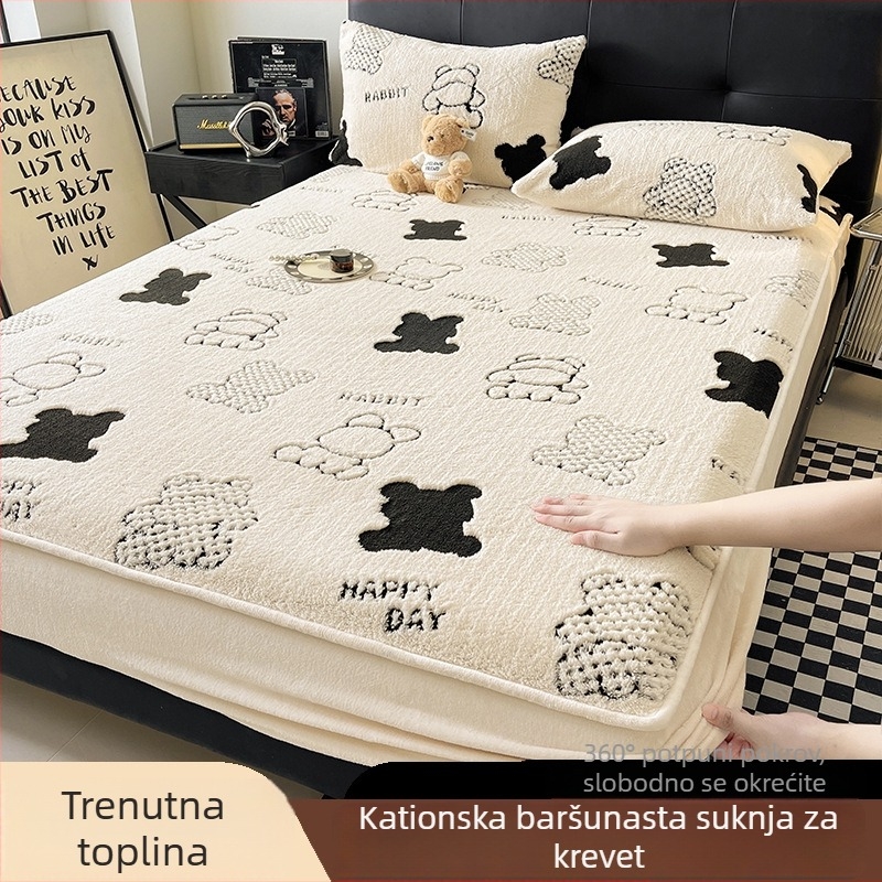 Zimski velur od mlijeka, prešivani napinjajući plaht, protuklizna zaštita madraca i debeli flanel pokrivač za krevet