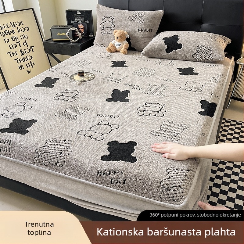 Zimski velur od mlijeka, prešivani napinjajući plaht, protuklizna zaštita madraca i debeli flanel pokrivač za krevet