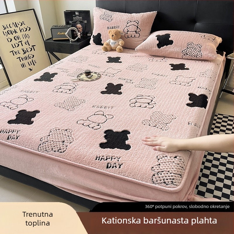Zimski velur od mlijeka, prešivani napinjajući plaht, protuklizna zaštita madraca i debeli flanel pokrivač za krevet