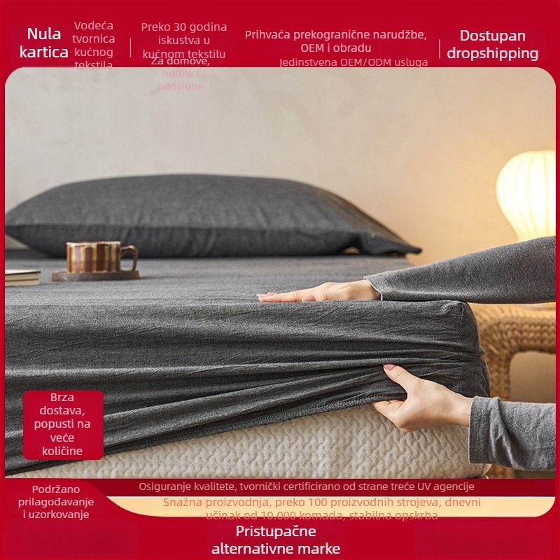 Ljetni set posteljine od 100% pamuka, Klasa A, oprana pamuka, za krevet 1,8 m, tri dijela: navlaka za madrac s elastikom, navlaka za pokrivač i jastučnice