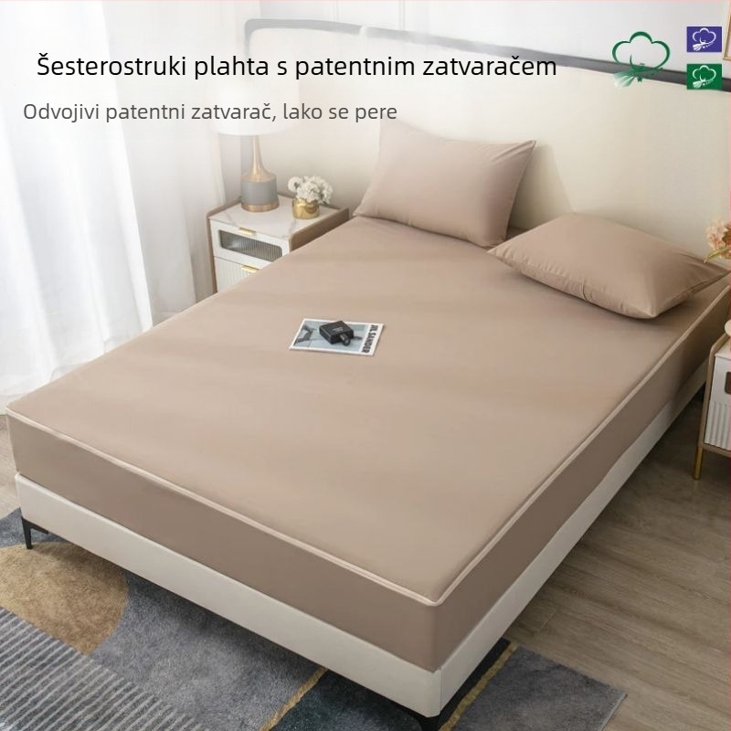 Nova jednobojna šestostruka potpuno obuhvatna navlaka za madrac, mekane teksture, protuklizna zaštita madraca Simmons