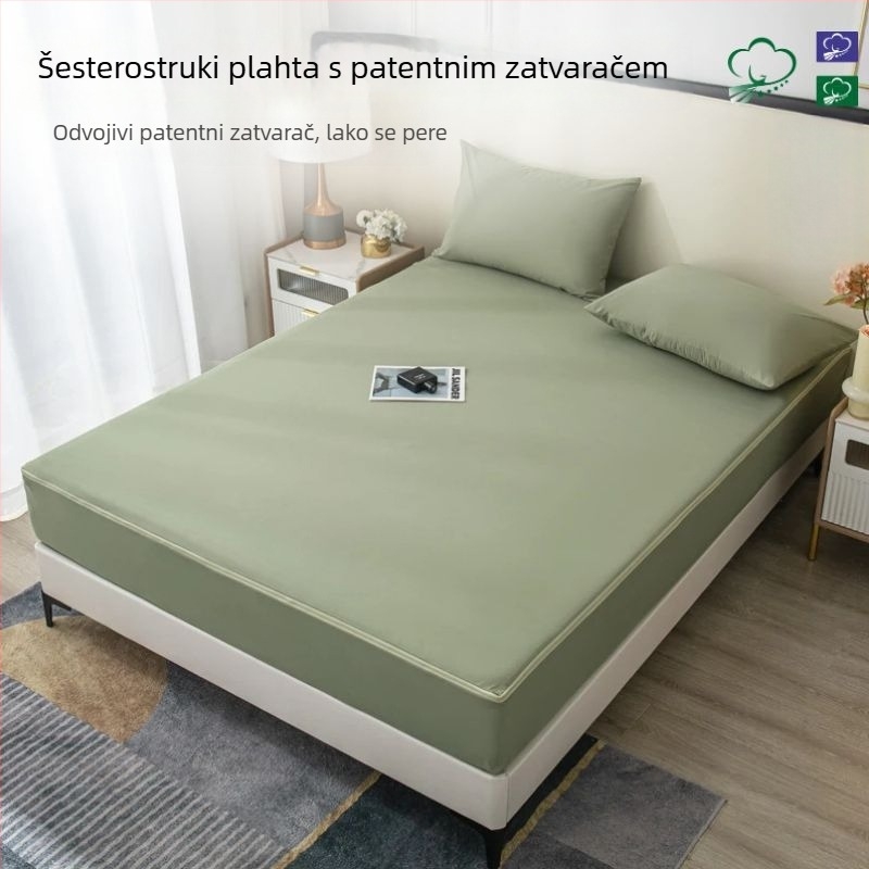 Nova jednobojna šestostruka potpuno obuhvatna navlaka za madrac, mekane teksture, protuklizna zaštita madraca Simmons
