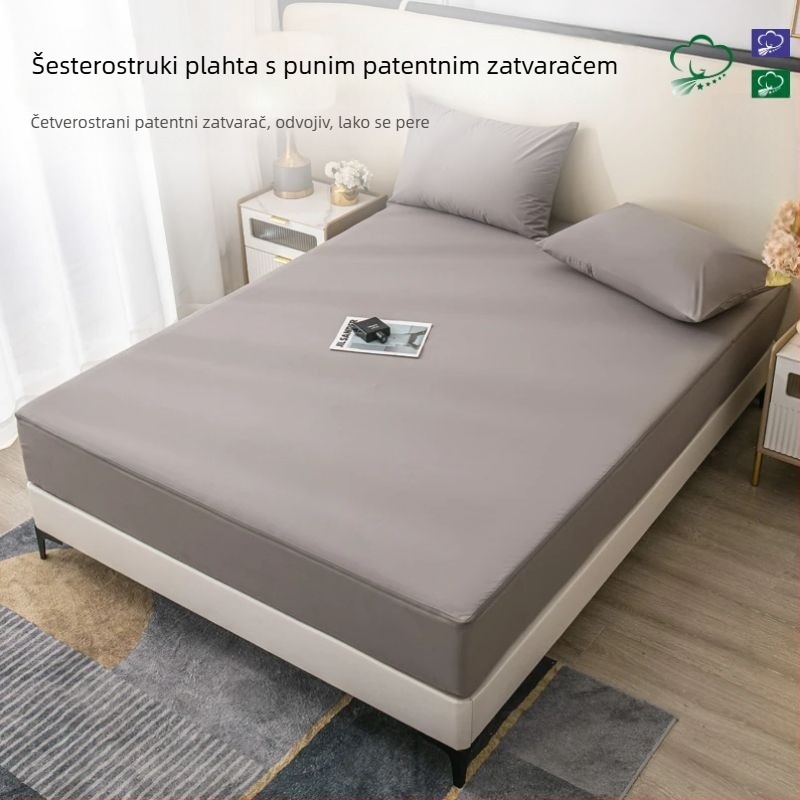 Nova jednobojna šestostruka potpuno obuhvatna navlaka za madrac, mekane teksture, protuklizna zaštita madraca Simmons