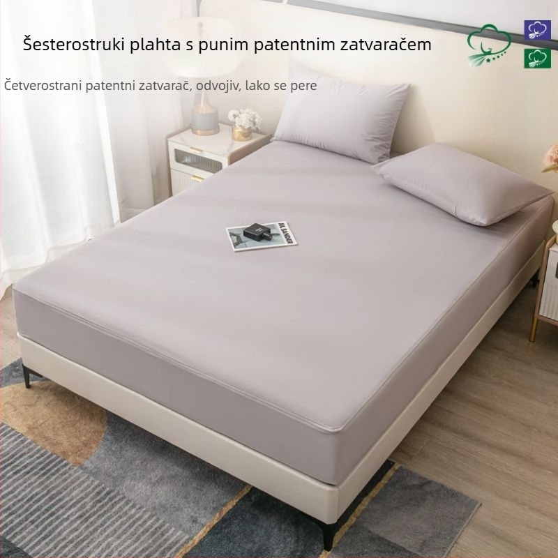 Nova jednobojna šestostruka potpuno obuhvatna navlaka za madrac, mekane teksture, protuklizna zaštita madraca Simmons