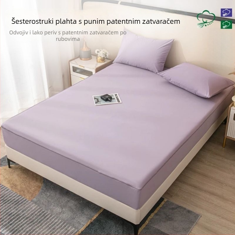 Nova jednobojna šestostruka potpuno obuhvatna navlaka za madrac, mekane teksture, protuklizna zaštita madraca Simmons