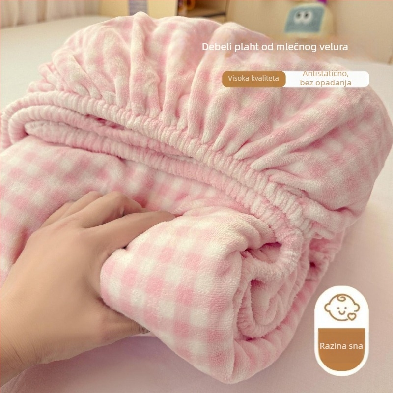 Coral Fleece Prilagodljiva Navlaka za Krevet - Debela, Protuklizna, Potpuno Prekrivanje, Za Studentski Dom