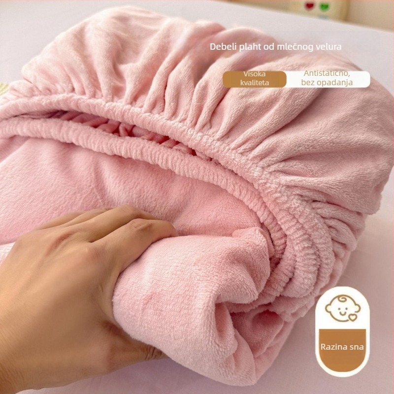 Coral Fleece Prilagodljiva Navlaka za Krevet - Debela, Protuklizna, Potpuno Prekrivanje, Za Studentski Dom