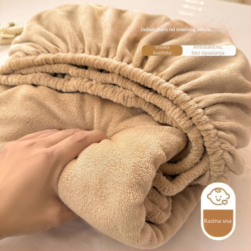 Coral Fleece Prilagodljiva Navlaka za Krevet - Debela, Protuklizna, Potpuno Prekrivanje, Za Studentski Dom