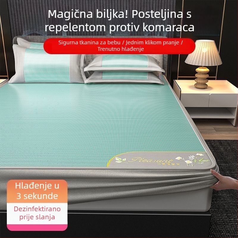 Set posteljine Ice Silk Mat, trodijelni, s izvezenim rubovima — premium sintetičko vlakno