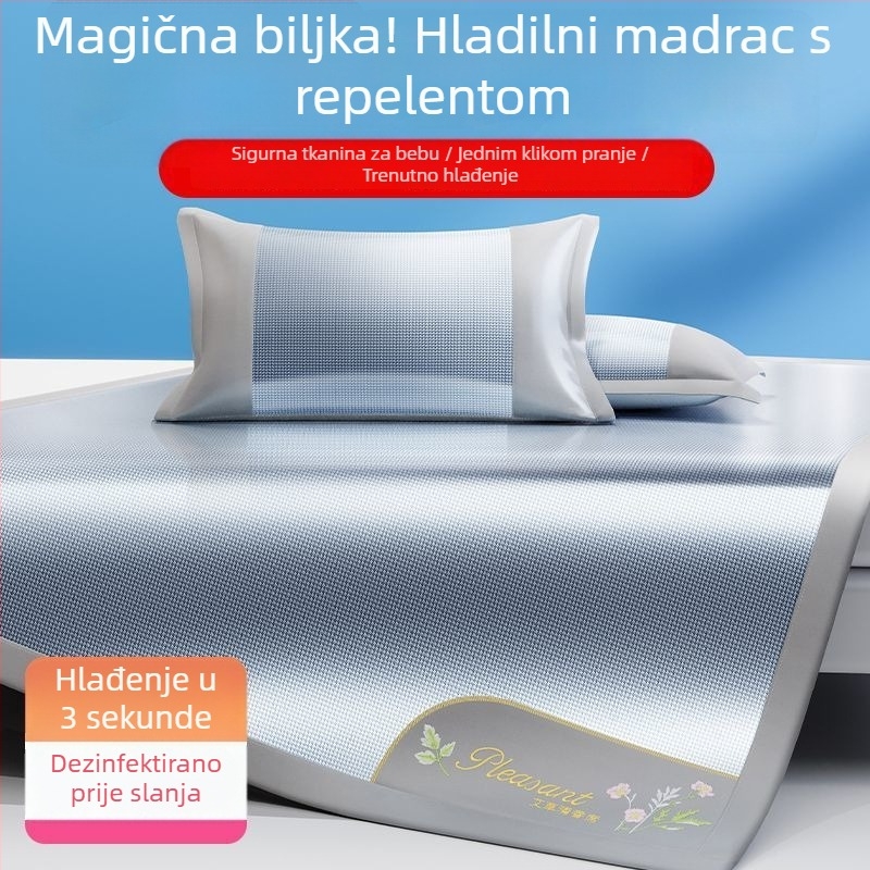 Set posteljine Ice Silk Mat, trodijelni, s izvezenim rubovima — premium sintetičko vlakno