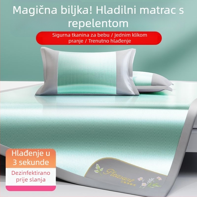 Set posteljine Ice Silk Mat, trodijelni, s izvezenim rubovima — premium sintetičko vlakno