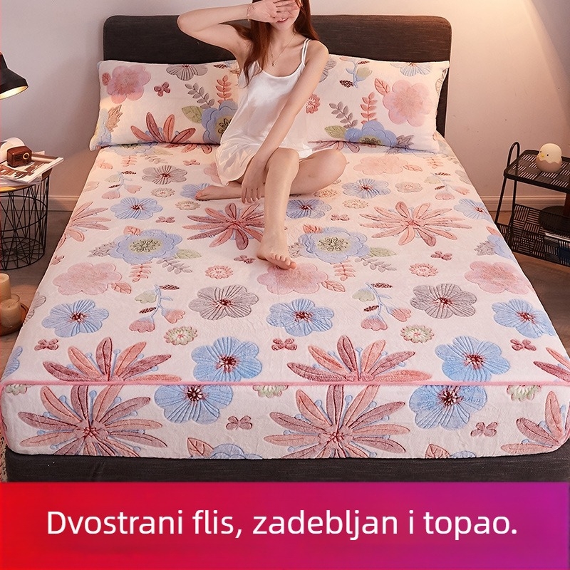 Debeli topli fleec pokrivač za krevet, zimski coral fleece pokrivač, zaštita madraca od flanele, set kreveta od mliječnog velura