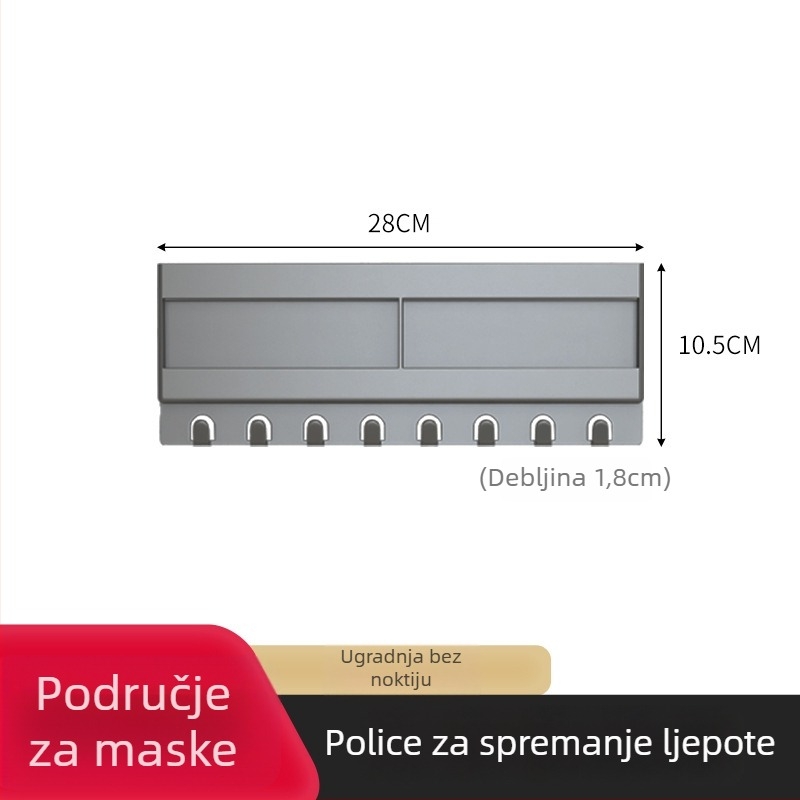 Zidni plastični trostupanjski stalak za kozmetiku i ruževe, na vratima kupaonskog ogledala