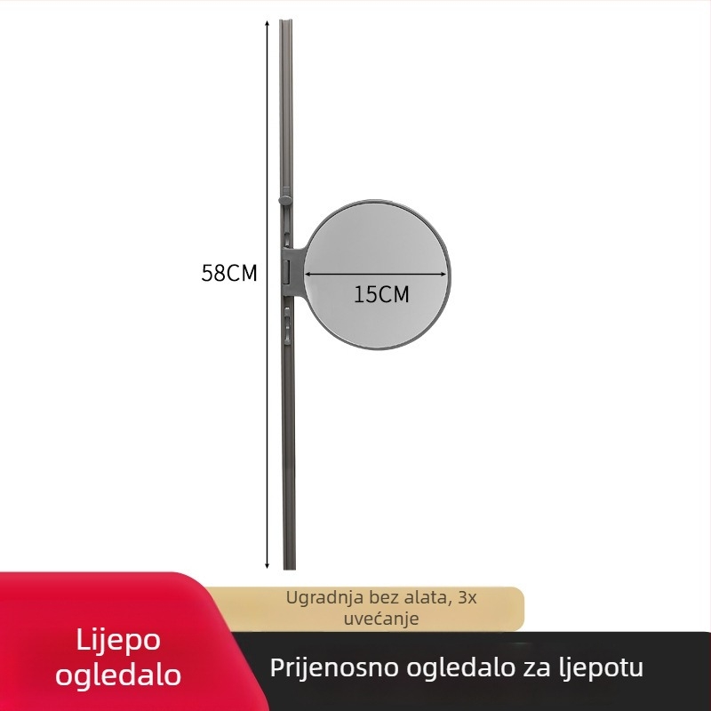 Zidni plastični trostupanjski stalak za kozmetiku i ruževe, na vratima kupaonskog ogledala
