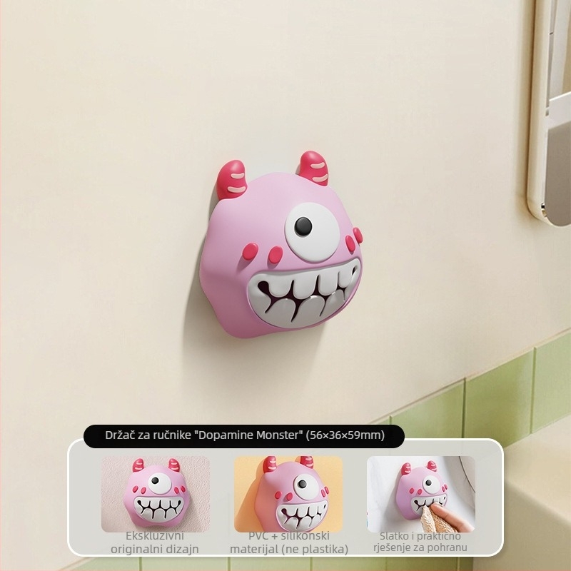 Little Monster – klips za ručnike bez bušenja i ormarić za kupaonicu za pohranu