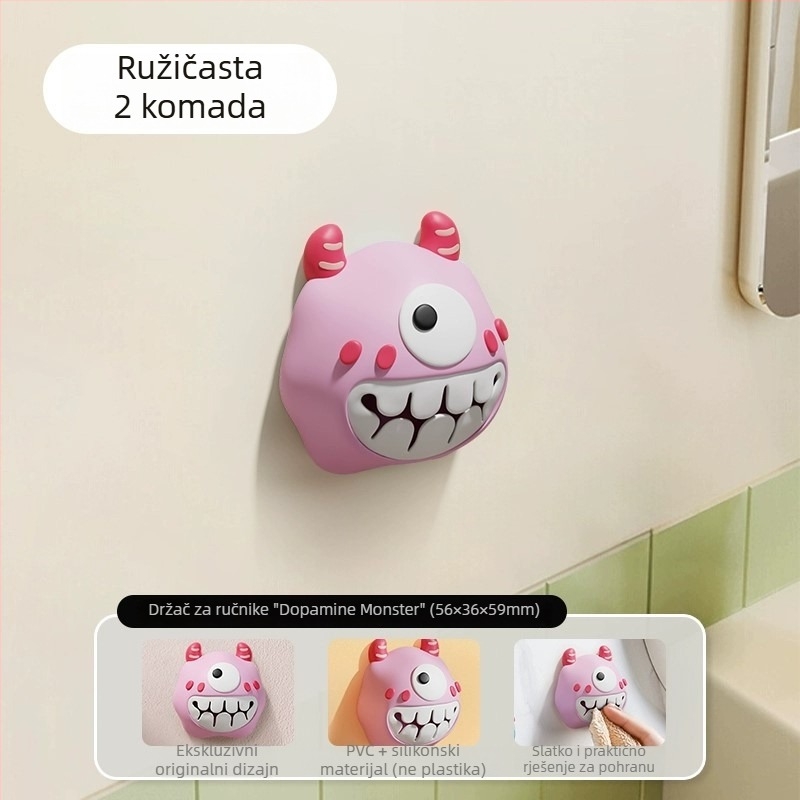Little Monster – klips za ručnike bez bušenja i ormarić za kupaonicu za pohranu