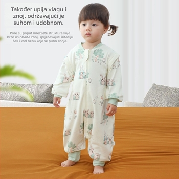 Dječji dvostruki spavaći vreć od pamuka za jesen-zimu, jedinstveni bodi s odvojenim nogama, podstava od svile, punilo Space Cotton, odvojivi rukavi