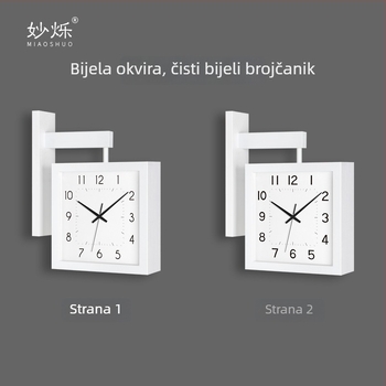 Zidni sat, dvostrani, masivno drvo, minimalistički dizajn, baterijsko napajanje, tiho kretanje sekunde