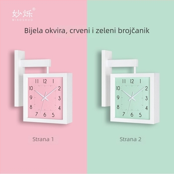 Zidni sat, dvostrani, masivno drvo, minimalistički dizajn, baterijsko napajanje, tiho kretanje sekunde