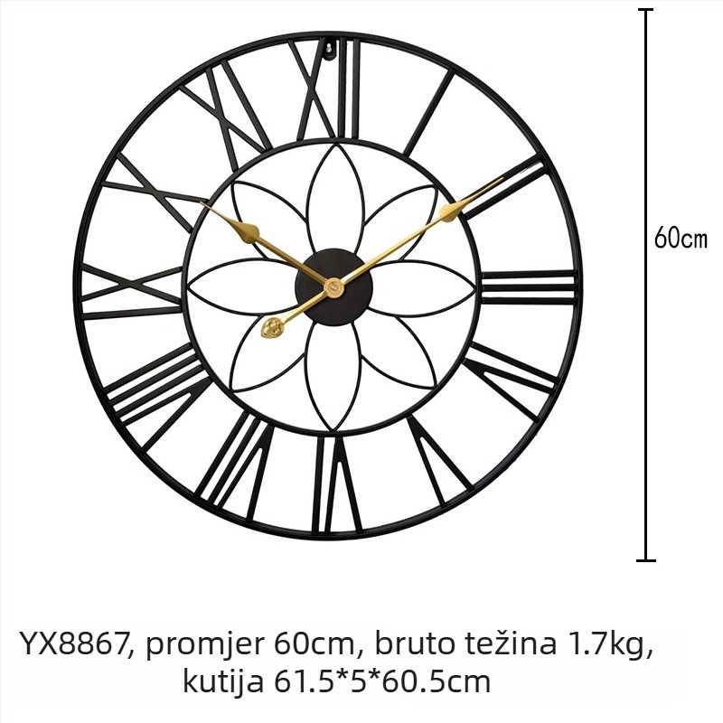 Zidni sat YX8838, metalni brojčanik i kućište, skeniranje sekundi, 24-satno prikazivanje